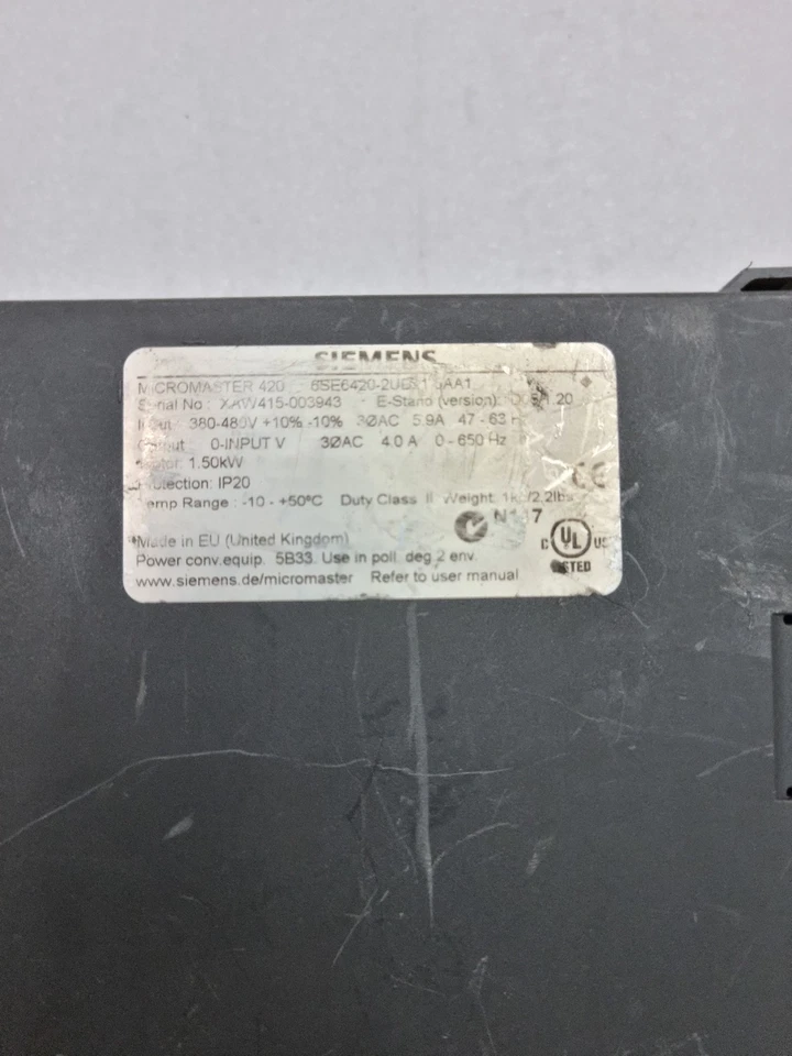 Siemens Micromaster 420 6SE6420-2UD21-5AA1 380-480V Made In United Kingdom
